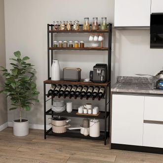 Costway Costway - Estanter&iacute;a De Cocina Con 6 Niveles, Estanter&iacute;a Para Microondas Independiente Con 6 Estantes Y 6 Ganchos, Estante Abierto De Pie Con Soporte 