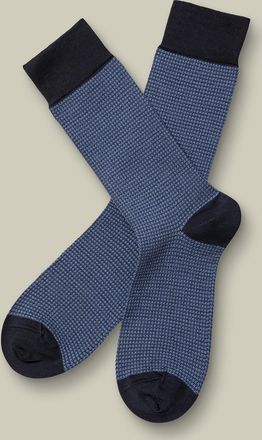 CHARLES TYRWHITT Puppytooth Socks - Indigo Blue Size 6-10 by Charles Tyrwhitt
