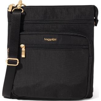 Baggallini Out And About Crossbody Bag in Black With Gold Hardware at Nordstrom