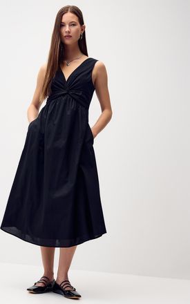 Twik Womens Twisted poplin midi dress