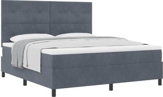 vidaXL Box Spring Bed with Mattress Dark Grey 180 x 200 cm Velvet vidaXL