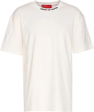 Vision Of Super Flame-embroidered Crew Neck T-shirt