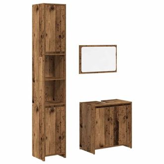 Berkfield Home 3 Piece Bathroom Furniture Set Old Wood Engineered Wood