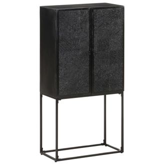 vidaXL Aparador De Madera Maciza De Acacia Y Mango Negro 60x30x120 Cm Vidaxl