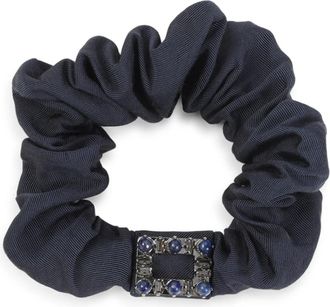 Roger Vivier Tres Vivier Stone Scrunchie - Dames - Haaraccessoires - Blauw - ONE Size - Katoen - Accessoires