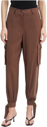 Gaud&igrave; Cargo broek met strikmanchetten - Dames - Straight fit broeken - Bruin - XL - Polyester - Broeken