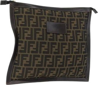 Fendi Pre-owned Clutches, female, Brown, Size: ONE SIZE Pre-owned Zucca Canvas Pouch