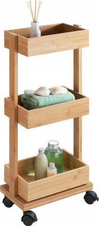 WENKO Zeller Tortona Carrito Para Ba&ntilde;o Bamb&uacute; Marr&oacute;n