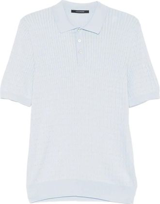 Tagliatore Kart Button Gebreide Polo - Heren - Ronde hals truien - Blauw - XL - Katoen - Truien & Vesten