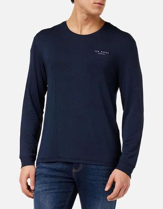 Ted Baker Mens Long-Sleeved Luxe Modal Lounge Top, Navy - Navy/Navy - Size: 35/34/32/40