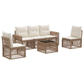 vidaXL Conjunto De Sof&aacute;s De Jard&iacute;n 6 Pcs Beige Y Blanco Crema Vidaxl
