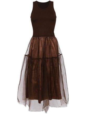 JNBY Abito midi con tulle - Marrone