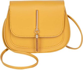 Generic Fashion Messenger Leather Shoulder Solid Color Bag Bag Tassel Bag Men Shoulder Bags (Yellow, One Size)
