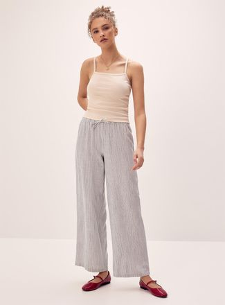 Twik Wide-leg linen blend print pant