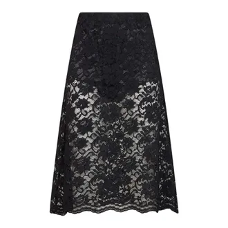 Blanca Vita Rokken, Dames, Zwart, S, Katoen, Scalloped Hem Flared Midi Skirt