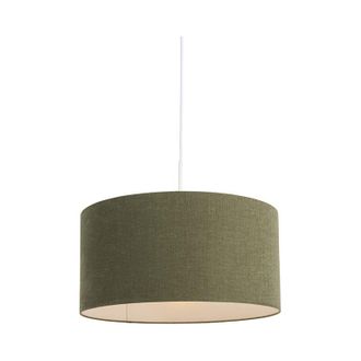 QAZQA Pendant Light White with Green Lampshade 50 cm - Combi 1