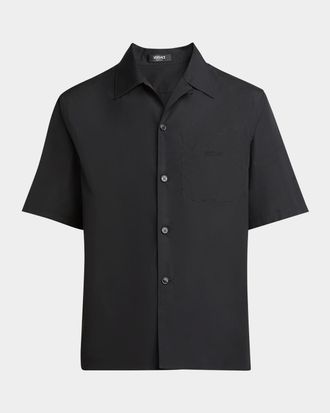 Versace Mens Medusa Cameo Poplin Sport Shirt