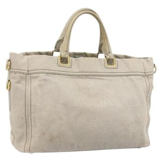Prada Pre-owned Handbags, female, Gray, Size: ONE SIZE Pre-owned Canvas Bag