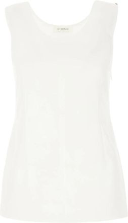 Sportmax Fico Mouwloze Top - Dames - Tops zonder mouwen - Wit - S - Leer - Tops
