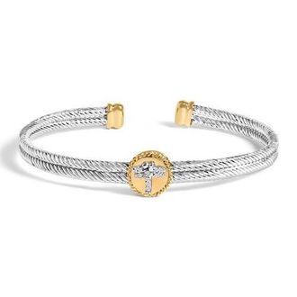 House of Brilliance 18K Yellow Gold over Silver Diamond Accent Dragonfly Medallion Bangle Bracelet at Nordstrom