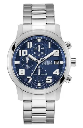 Guess Atticus Silvertone Chronograph Bracelet Watch, 44mm at Nordstrom
