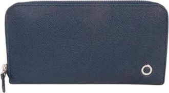 Bulgari Pre-owned BB Man Grained Calf Leather Long Zip Wallet - Dames - Vintage Accessoires - Blauw - ONE Size - Leer - Vintage