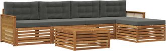 vidaXL Conjunto De Sof&aacute;s De Exterior 6 Uds. Natural Y Antracita Vidaxl