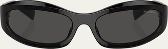 Miu Miu 14ZSF Logo Oval Acetate Sunglasses