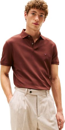 Tommy Hilfiger Mens Short Sleeve Polo Shirts in Regular Fit with Stretch and Organic Pique Cotton, Pure Brown, XL