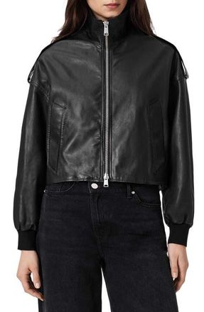 AllSaints Lowden Leather Jacket in Black at Nordstrom, Size X-Small