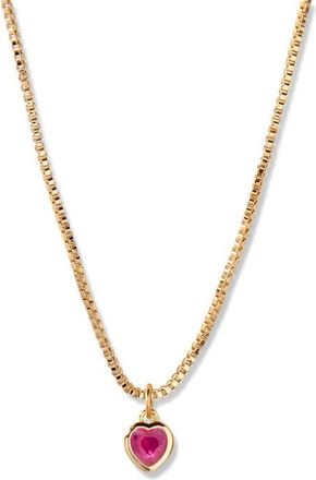 Brook & York Mackenzie Birthstone Heart Pendant Necklace in Gold/July at Nordstrom