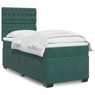 vidaXL Vidaxl - Cama Box Spring Con Colch&oacute;n Terciopelo Verde Oscuro 100x200 Cm