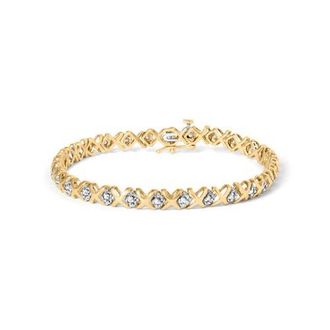 House of Brilliance 10K Yellow Gold 1/2 Cttw Diamond Alternating X-Link Bracelet at Nordstrom
