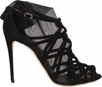 Dolce & Gabbana Black Suede Stilettos Booties Socks Womens Shoes (Pre-Owned)