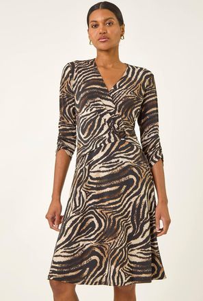 Roman Animal Print Ring Detail Stretch Dress