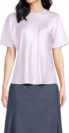 Vince Bias Silk Satin T-Shirt In Lavender