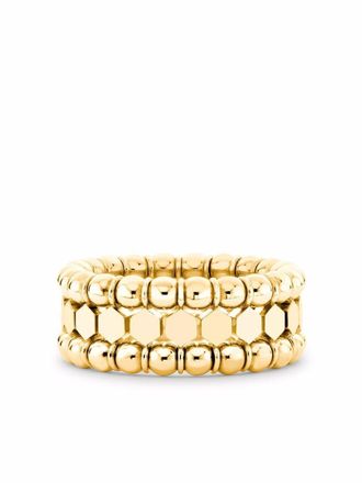 Pragnell 18kt yellow gold Bohemia three-row ring