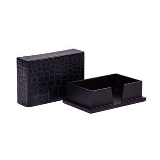 Posh Trading Company Chelsea Business Card Holder Croc Noir in Black
