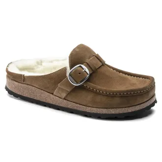 Birkenstock Womens Buckley Shearling Suede Leather Clog - Narrow Width In Tea