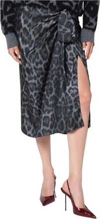 Stella McCartney Luipaard Gathered Rok - Dames - Midirokken - Grijs - M - Rokken