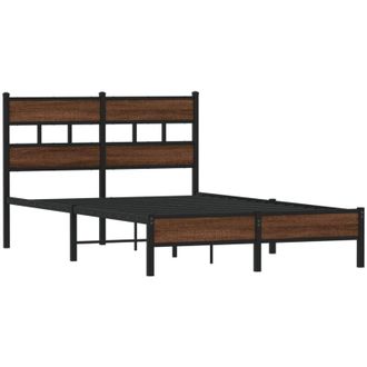 vidaXL Estructura De Cama Sin Colch&oacute;n Madera Marr&oacute;n Roble 120x200 Cm Vidaxl