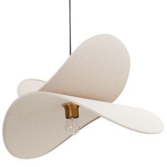 Beliani L&aacute;mpara Colgante Moderno Iluminaci&oacute;n De Techo Pantalla De Tela De Lino Bombilla Expuesta Beige Mascota