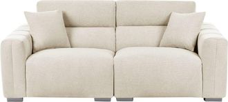 Beliani Sof&aacute; de 3 plazas 3 personas de tejido beige