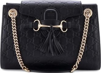 Gucci Emily Chain Flap Guccissima kleine leren schoudertas - Zwart