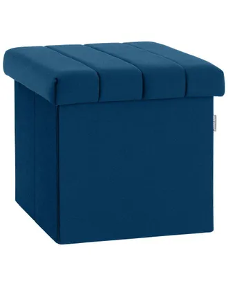 Seville Classics Velvet Channel Tufted Storage Ottoman