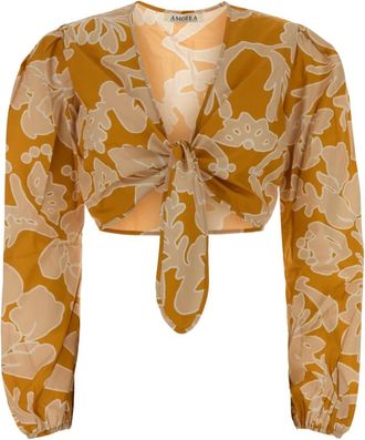 AMOTEA Hartverwarmer met Strik Voor - Dames - Blouses - Veelkleurig - L - Overhemden