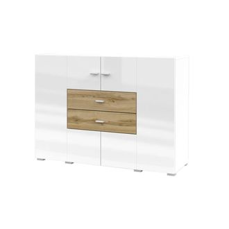 Petits Meubles Buf&eacute; 2 puertas y 2 cajones paneles laminados blanco y madera