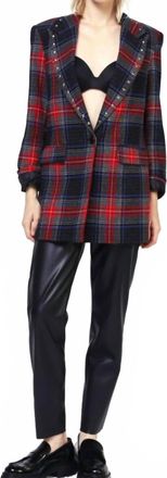 Dixie Carey Oversized Plaid Blazer In Blue/ Red