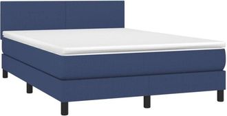 vidaXL Cama Box Spring Con Colch&oacute;n Tela Azul 140x190 Cm Vidaxl