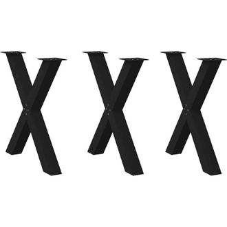 vidaXL Patas Para Mesa De Comedor En Forma De X (3 Unidades), Color Negro, 80 X (72-73) Cm, Acero Vidaxl